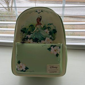 Loungefly Disney Princess and the Frog Tiana Floral Green Mini Backpack New